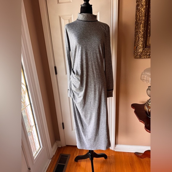 Athleta Heather Gray Long Sleeve Turtleneck Midi Dress - Picture 9 of 13